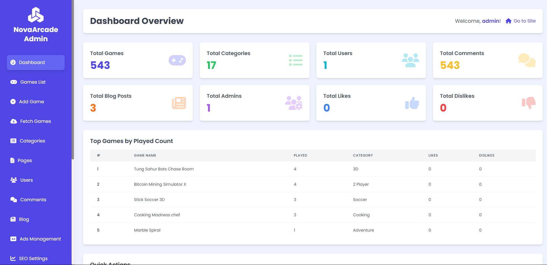 Admin Dashboard Preview